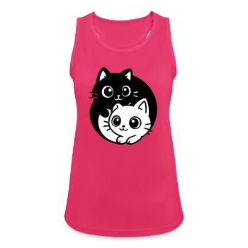 Ying Yang Kawaii Cats Icon - Women's Breathable Tank Top - fuchsia - Front - Zoe (177cm)