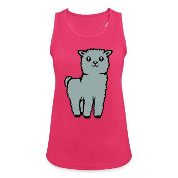 Cute Alpaca Llama Animal Soft Fluffy Comic - Women's Breathable Tank Top - fuchsia - Front - Zoe (177cm)