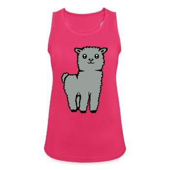 Mignon Alpaga Lama Animal Doux Moelleux Bande Dessinée - Débardeur respirant Femme - fuchsia - Devant - Zoe (177cm)