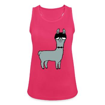 Lama Nerd Geek Hornbrille Fliege Lustig Alpaka Süß - Frauen Tank Top atmungsaktiv - Fuchsia - Vorne - Zoe (177cm)