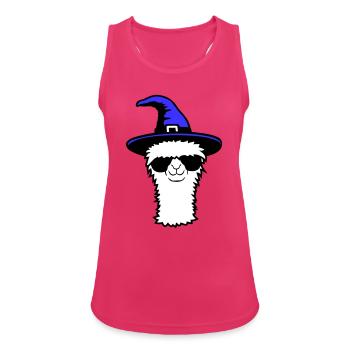 Lama Cool Witch Hat Sunglasses Halloween Alpaca - Women's Breathable Tank Top - fuchsia - Front - Zoe (177cm)