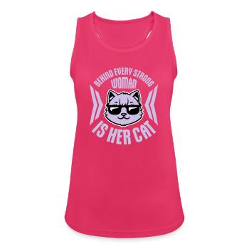 Behind Every Strong Woman Is Her Cat Spruch Katze - Women's Breathable Tank Top - fuchsia - Front - Zoe (177cm)
