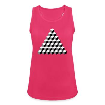 Pyramide cubique isométrique - Débardeur respirant Femme - fuchsia - Devant - Zoe (177cm)