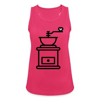 Coffee Love: Coffee Grinder with Heart Vector - Women's Breathable Tank Top - fuchsia - Front - Zoe (177cm)