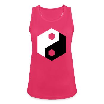 Découpe hexagonale Yin Yang - Débardeur respirant Femme - fuchsia - Devant - Zoe (177cm)