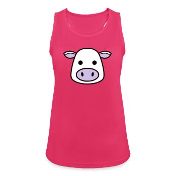 Süßer Kuh Kopf Gesicht Comic Vektor - Frauen Tank Top atmungsaktiv - Fuchsia - Vorne - Zoe (177cm)