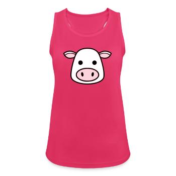 Cute Cow Head Face Comic Vector - Women's Breathable Tank Top - fuchsia - Front - Zoe (177cm)