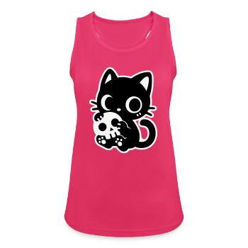 Cute Scary Cat with Skull | Kawaii Spooky Mot - Women's Breathable Tank Top - fuchsia - Front - Zoe (177cm)