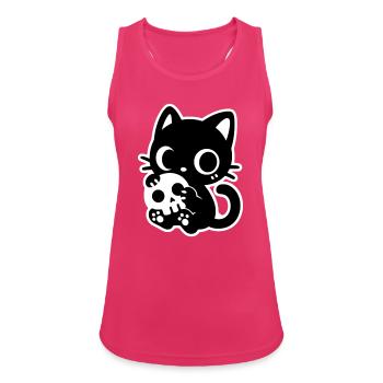 Cute Scary Cat with Skull | Kawaii Spooky Mot - Women's Breathable Tank Top - fuchsia - Front - Zoe (177cm)