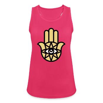 Hamsa Main de Fatima - Débardeur respirant Femme - fuchsia - Devant - Zoe (177cm)