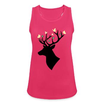 Papillon tête de cerf Multicolore - Débardeur respirant Femme - fuchsia - Devant - Zoe (177cm)