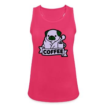 Pug Coffee Morning Grouch Banner - Women's Breathable Tank Top - fuchsia - Front - Zoe (177cm)