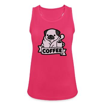 Pug Coffee Morning Grouch Banner - Women's Breathable Tank Top - fuchsia - Front - Zoe (177cm)