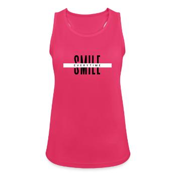 Smile Everytime – Minimal Positive Typography - Women's Breathable Tank Top - fuchsia - Front - Zoe (177cm)