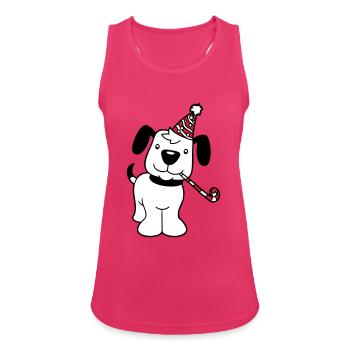 chien anniversaire réveillon nouvel an chapeau de fête célébrer crapaud - Débardeur respirant Femme - fuchsia - Devant - Zoe (177cm)