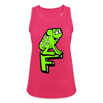 Lettre F Grenouille Crapaud Nom ABC Learning School - Débardeur respirant Femme - fuchsia - Devant - Zoe (177cm)