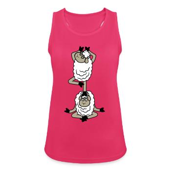 Sheep Tired Sleepy Yoga Stacked Balance Medita - Women's Breathable Tank Top - fuchsia - Front - Zoe (177cm)