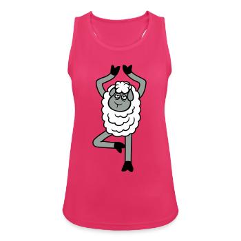 Sheep Tired Exhausted Sad Yoga Tree Pose Comic - Women's Breathable Tank Top - fuchsia - Front - Zoe (177cm)