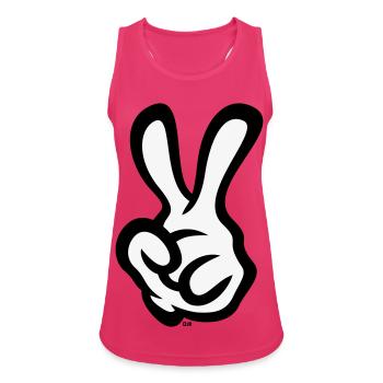 Victory Hand Sign (Left Hand / POS / 2C) - Women's Breathable Tank Top - fuchsia - Front - Zoe (177cm)