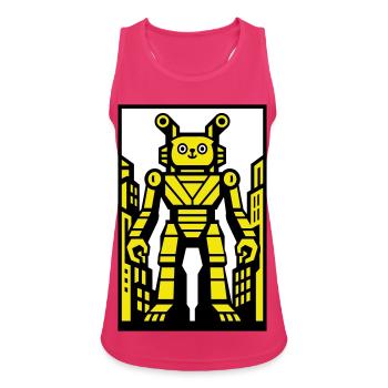 Cat Robot in Urban Landscape - Women's Breathable Tank Top - fuchsia - Front - Zoe (177cm)
