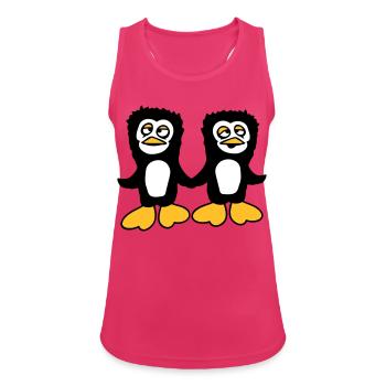 Penguins Équipe 2 Amis Fatigué Confus Se tenant la main - Débardeur respirant Femme - fuchsia - Devant - Zoe (177cm)