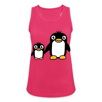 2 pingouins papa maman enfant bébé mains tenant mignon - Débardeur respirant Femme - fuchsia - Devant - Zoe (177cm)