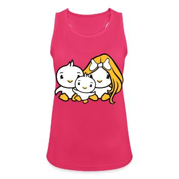3 oiseaux Famille Parents Maman Papa Trois Enfant Bébé - Débardeur respirant Femme - fuchsia - Devant - Zoe (177cm)