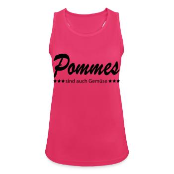Pommes sind auch Gemüse - Frauen Tank Top atmungsaktiv - Fuchsia - Vorne - Zoe (177cm)