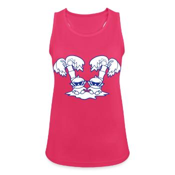 2 Enten Klein Süß Vögel Sonnenbrille Lustig Palmen - Frauen Tank Top atmungsaktiv - Fuchsia - Vorne - Zoe (177cm)