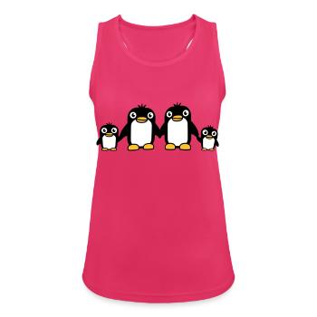 4 pingouins papa maman deux enfants bébé mains tenant - Débardeur respirant Femme - fuchsia - Devant - Zoe (177cm)
