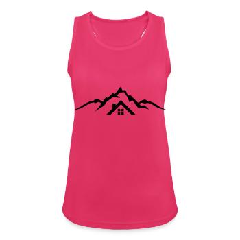 Landschaft - Berge Hütte - Frauen Tank Top atmungsaktiv - Fuchsia - Vorne - Zoe (177cm)