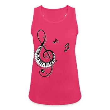 Clef avec des touches de piano et des notes - Débardeur respirant Femme - fuchsia - Devant - Zoe (177cm)