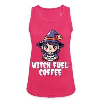 WITCH FUEL KAFFEE - HEXE HALLOWEEN - Frauen Tank Top atmungsaktiv - Fuchsia - Vorne - Zoe (177cm)