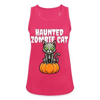 HAUNTED_ZOMBIE_CAT - Frauen Tank Top atmungsaktiv - Fuchsia - Vorne - Zoe (177cm)