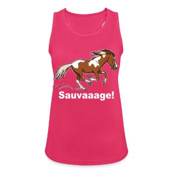 Elster Wildpferd (für dunkle Texile) - Frauen Tank Top atmungsaktiv - Fuchsia - Vorne - Zoe (177cm)