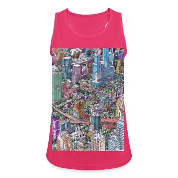 Colorful Cityscape Doodle - Frauen Tank Top atmungsaktiv - Fuchsia - Vorne - Zoe (177cm)