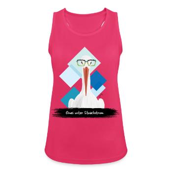 JvG Storch "Oiwei unter Stoachstrom." - Frauen Tank Top atmungsaktiv - Fuchsia - Vorne - Zoe (177cm)