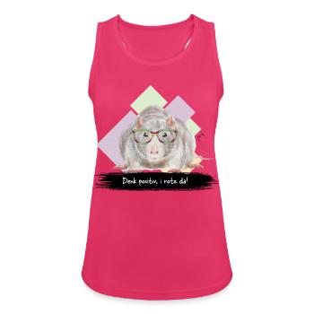 JvG Ratte "Denk positiv, i roz da!" - Frauen Tank Top atmungsaktiv - Fuchsia - Vorne - Zoe (177cm)