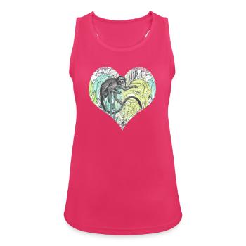 Affe im Tropenherz - Frauen Tank Top atmungsaktiv - Fuchsia - Vorne - Zoe (177cm)