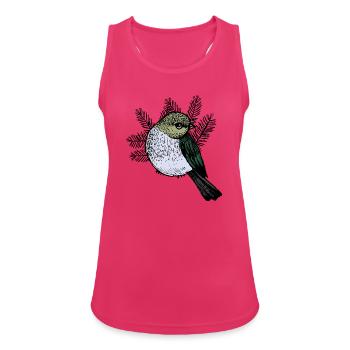 Vogel Zeichnung mit Tannenzweigen - Frauen Tank Top atmungsaktiv - Fuchsia - Vorne - Zoe (177cm)