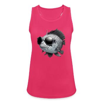 Großer Fisch mit Sonnenbrille - Frauen Tank Top atmungsaktiv - Fuchsia - Vorne - Zoe (177cm)