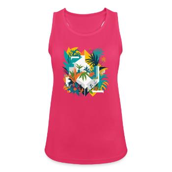 Geometrischer Dschungel - Frauen Tank Top atmungsaktiv - Fuchsia - Vorne - Zoe (177cm)