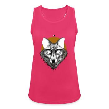 Mystischer Wolf mit Pentagramm Blick - Frauen Tank Top atmungsaktiv - Fuchsia - Vorne - Zoe (177cm)