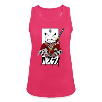 Katzensamurai - Frauen Tank Top atmungsaktiv - Fuchsia - Vorne - Zoe (177cm)