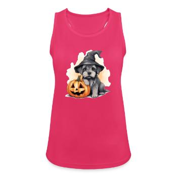 Halloween Hexenhut Kürbis Hund Zwergschnauzer - Frauen Tank Top atmungsaktiv - Fuchsia - Vorne - Zoe (177cm)