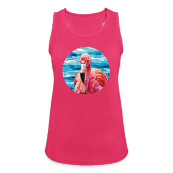 Mosaik Flamingo Porträt - Frauen Tank Top atmungsaktiv - Fuchsia - Vorne - Zoe (177cm)