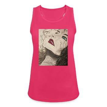 Expressionistisches Porträt mit Blauem Blick - Frauen Tank Top atmungsaktiv - Fuchsia - Vorne - Zoe (177cm)