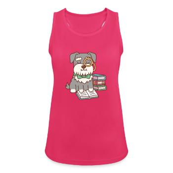 Süßer Schnauzer-Hund mit Monokel liest gerne Boo - Frauen Tank Top atmungsaktiv - Fuchsia - Vorne - Zoe (177cm)