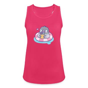 Niedliche Taube trinkt tropisches Getränk im Poolfloat - Frauen Tank Top atmungsaktiv - Fuchsia - Vorne - Zoe (177cm)