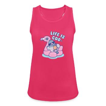 Lustige Taube auf Flamingo-Schwimmbad – das Leben ist Gurr - Frauen Tank Top atmungsaktiv - Fuchsia - Vorne - Zoe (177cm)